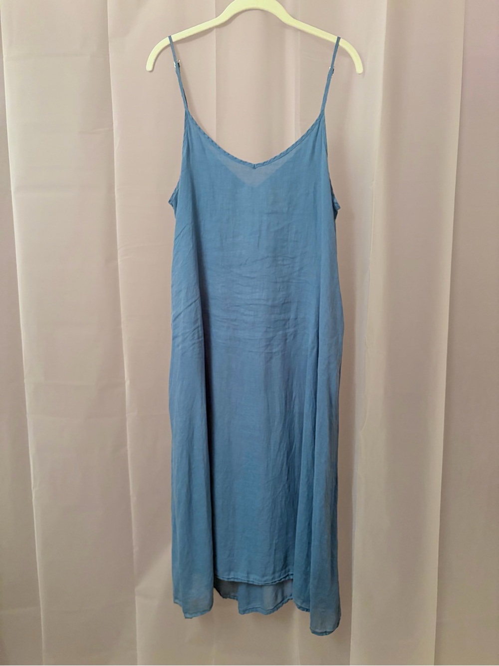 CP Shades Linen Lagoon Blue Midi Slip Dress